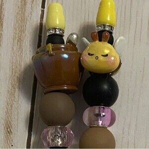 Custom Beaded Pen Set Bumblebee and Honey Pot Journaling Fun Gift Unique Teens